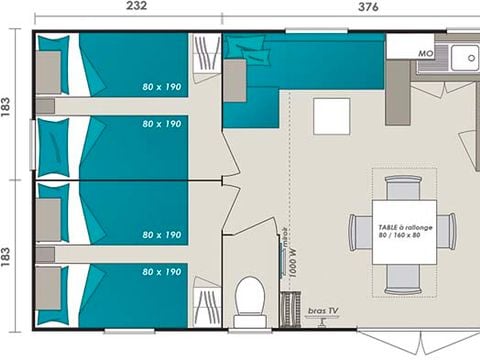 MOBILHOME 7 personnes - Mobilhome Grand Confort - 3 chambres