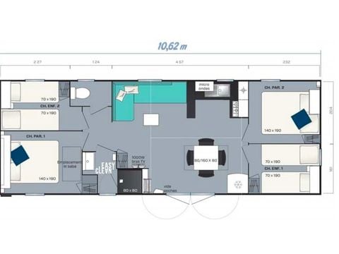 MOBILHOME 8 personnes - Mobilhome Grand Confort - 4 chambres