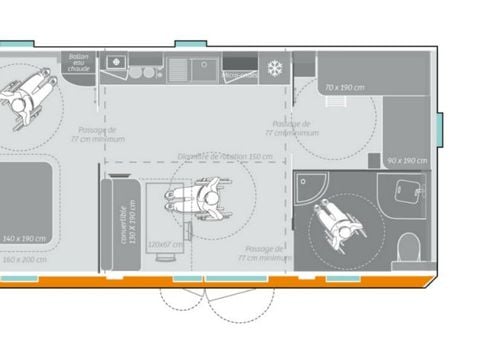 MOBILHOME 4 personnes - PMR 2 Chambres 4 Personnes Or 