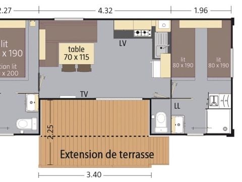 MOBILHOME 4 personnes - Chambres 2 SDE 4 Personnes Or 