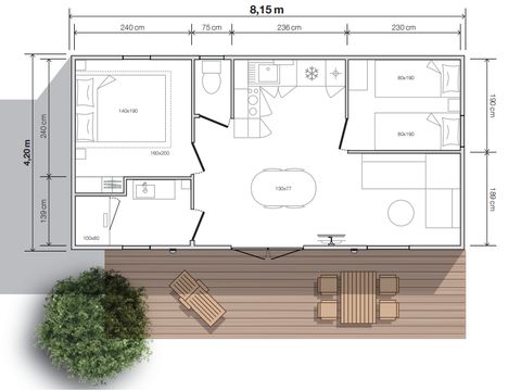 MOBILHOME 4 personnes - Mobil-home O'HARA 35m² / 2 chambres - terrasse - AIRCO  (chien non admis)