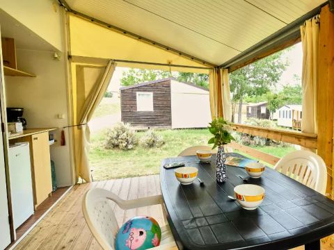 TENTE TOILE ET BOIS 4 personnes - Bungalow Toilé 3 Pièces 4 adultes (+ 1 enfant -9 ans) Sans Sanitaire