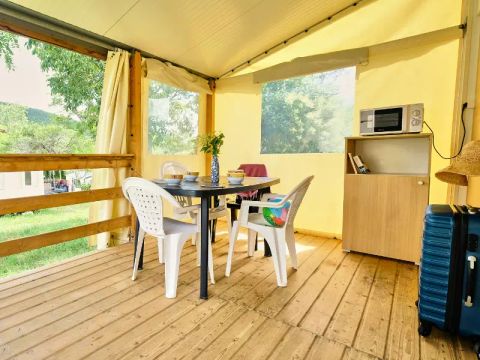 TENTE TOILE ET BOIS 4 personnes - Bungalow Toilé 3 Pièces 4 adultes (+ 1 enfant -9 ans) Sans Sanitaire