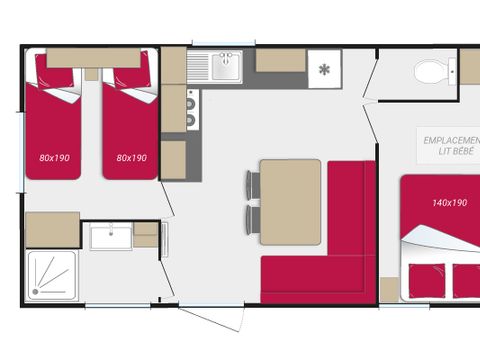 MOBILHOME 4 personnes - Confort+  2 chambres