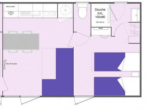 MOBILHOME 4 personnes - 2 chambres COTTAGE PREMIUM avec 2 salles de bain, 2wc