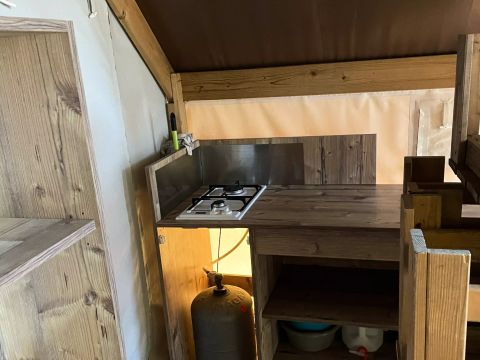 TENTE TOILE ET BOIS 5 personnes - Tente Eco Lodge 3 Pièces 5 Personnes Sans Sanitaire