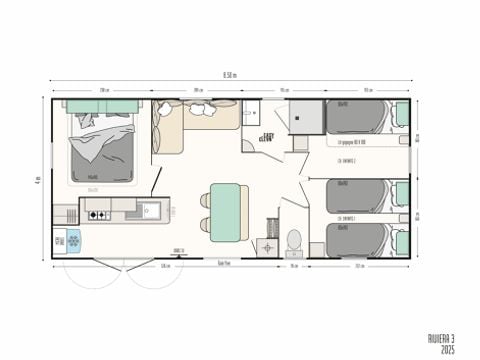 MOBILHOME 6 personnes - Mobile-home Riviera Premium 34m² - 3 chambres - terrasse semi-couverte - clim -