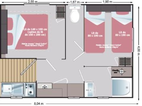 LODGE 4 personnes - Mobilodge 2 chambres - terrasse couverte+ barbecue