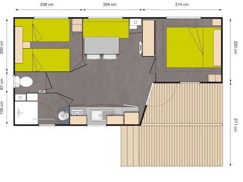 MOBILHOME 4 personnes - Confort 30m² - 2 chambres