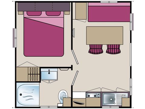 MOBILHOME 2 personnes - Eco+terrasse coté étang